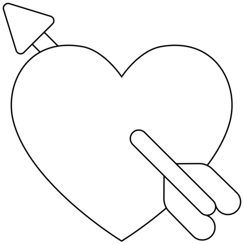 Heart With Arrow Emoji Coloring Page